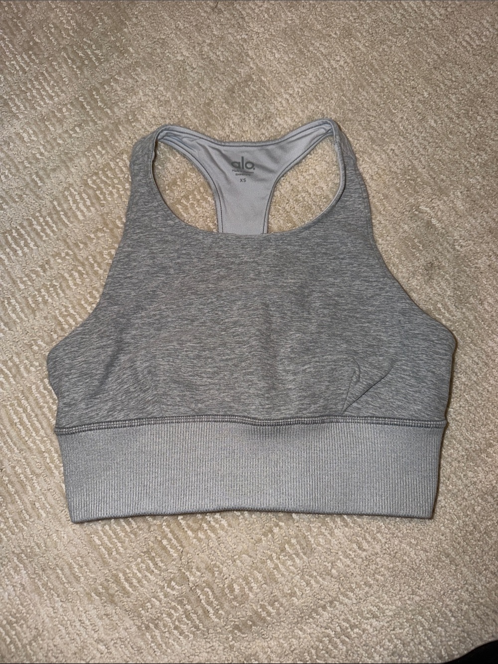 ALO Yoga Alosoft Bra Light Gray Heather Racerback XS